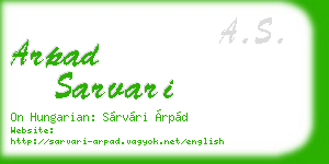 arpad sarvari business card